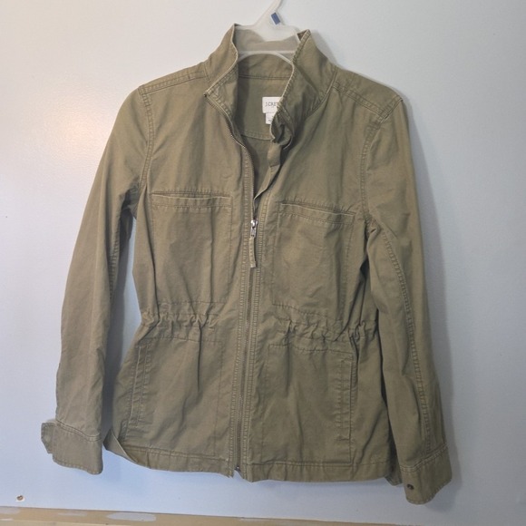 J.CREW Jackets & Blazers - JCREW Womens Small Olive Green Full Zip Cinch Waist Utility Jacket G1506 TT1
